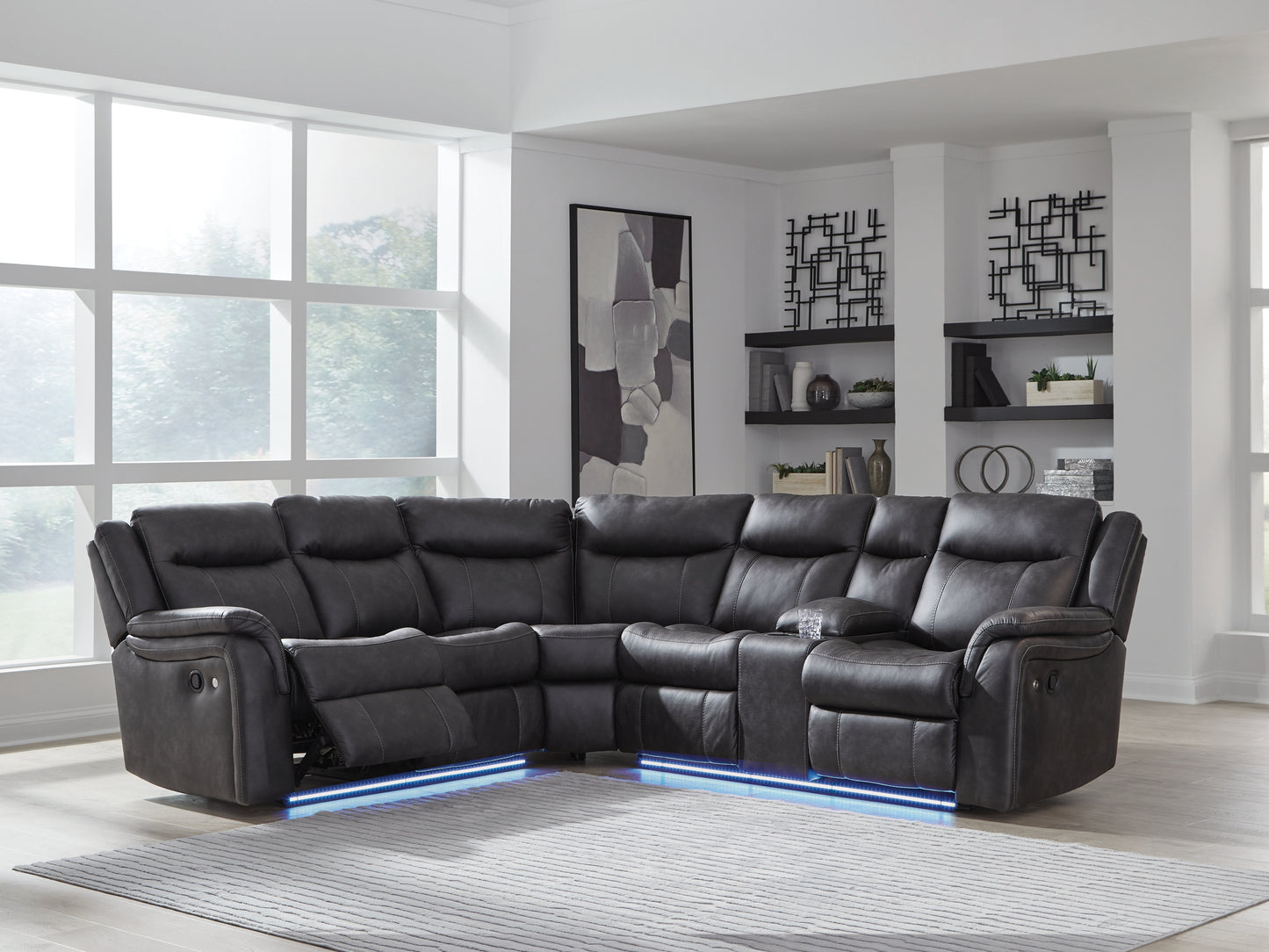 Haines Furniture Outlet - Ashley Furniture - Sultan Meadow Sectional - 2-Piece Reclining Sectional / Carbon - PC13001S1