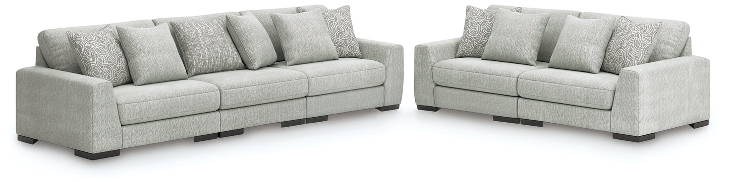 Haines Furniture Outlet - Ashley Furniture - Regent Park 3-Piece Sectional Sofa and 2-Piece Sectional Loveseat - 3-Piece Sectional Sofa and 2-Piece Sectional Loveseat / Pewter - 14404U4