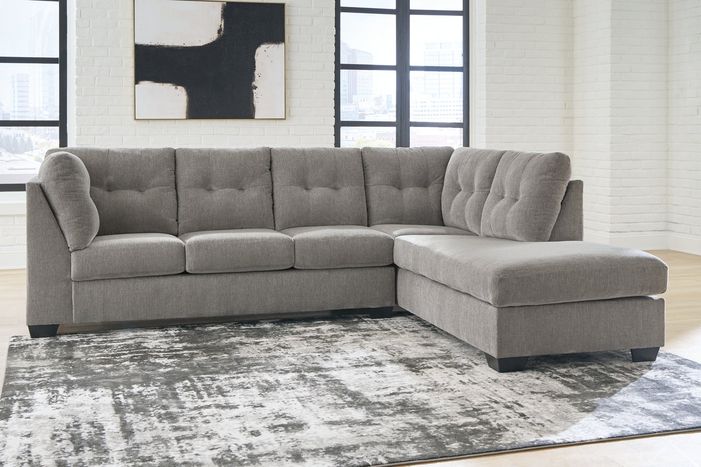 Haines Furniture Outlet - Ashley Furniture - Lanelly Sectional - LAF 2-Piece Sectional with Chaise / Alloy - 17504S1