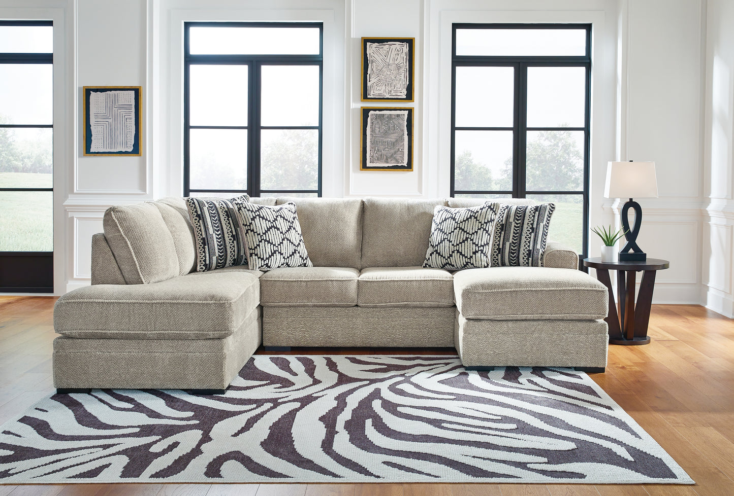 Haines Furniture Outlet - Ashley Furniture - Calnita Sectional - RAF 2-Piece Sectional with Chaise / Sisal - 20502S2