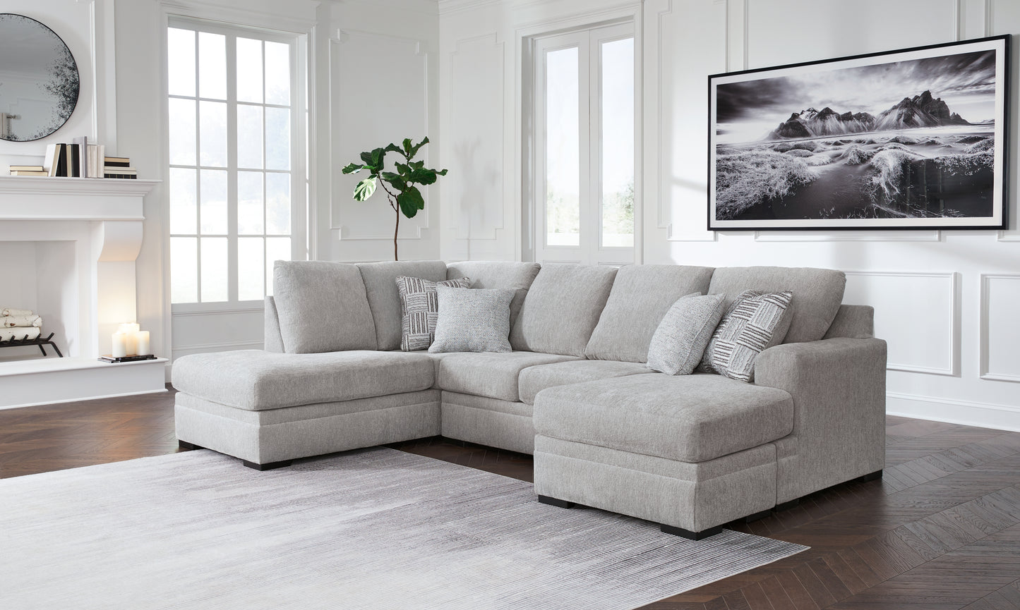 Haines Furniture Outlet - Ashley Furniture - Gabyleigh Sectional - RAF 2-Piece Sectional with Chaise / Nickel - 20904S2