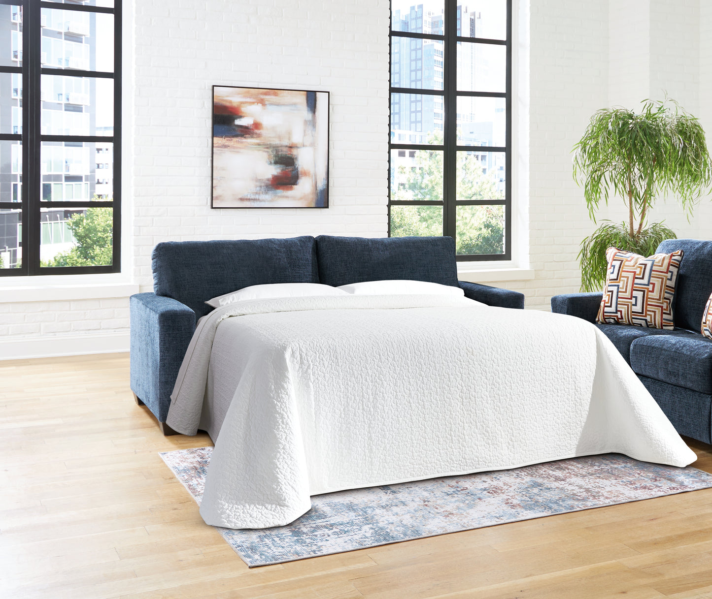 Haines Furniture Outlet - Ashley Furniture - Aviemore Living Room - Queen Sofa Sleeper / Ink - 2430339
