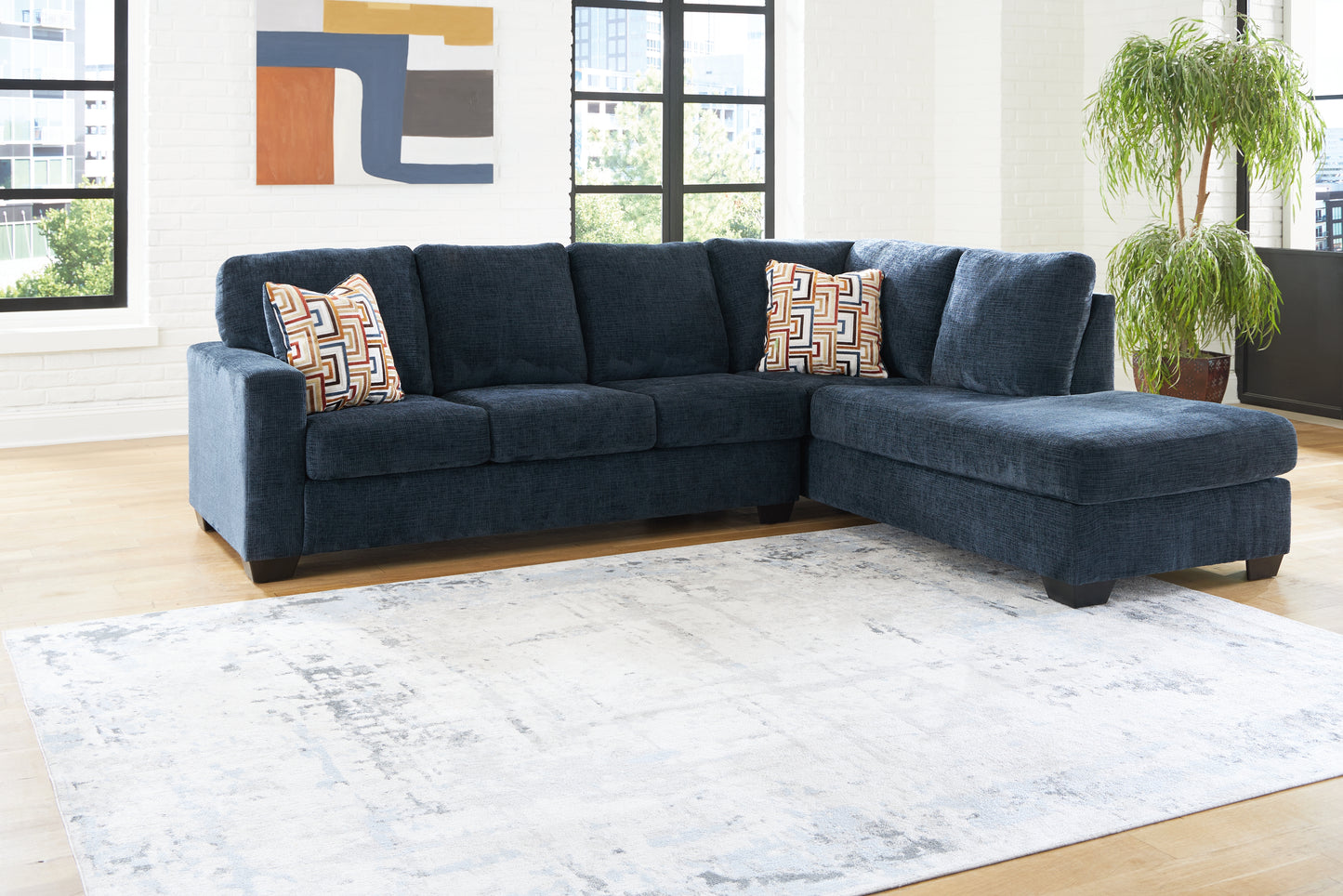 Haines Furniture Outlet - Ashley Furniture - Aviemore Sectional - RAF 2-Piece Sectional with Chaise / Stone - 24305S1