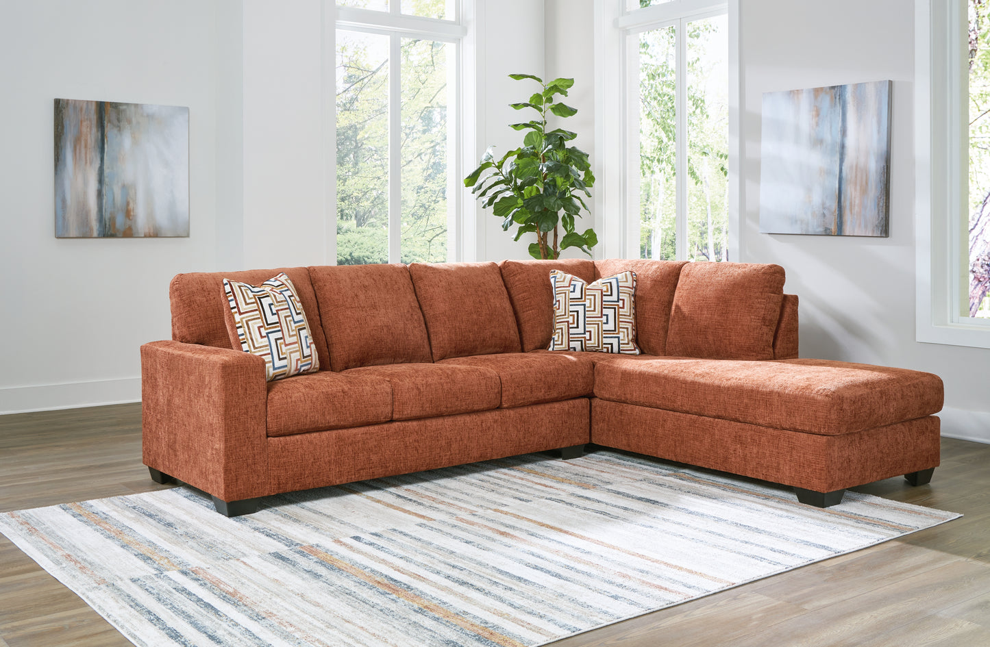 Haines Furniture Outlet - Ashley Furniture - Aviemore Sectional - LAF 2-Piece Sectional with Chaise / Spice - 24304S2