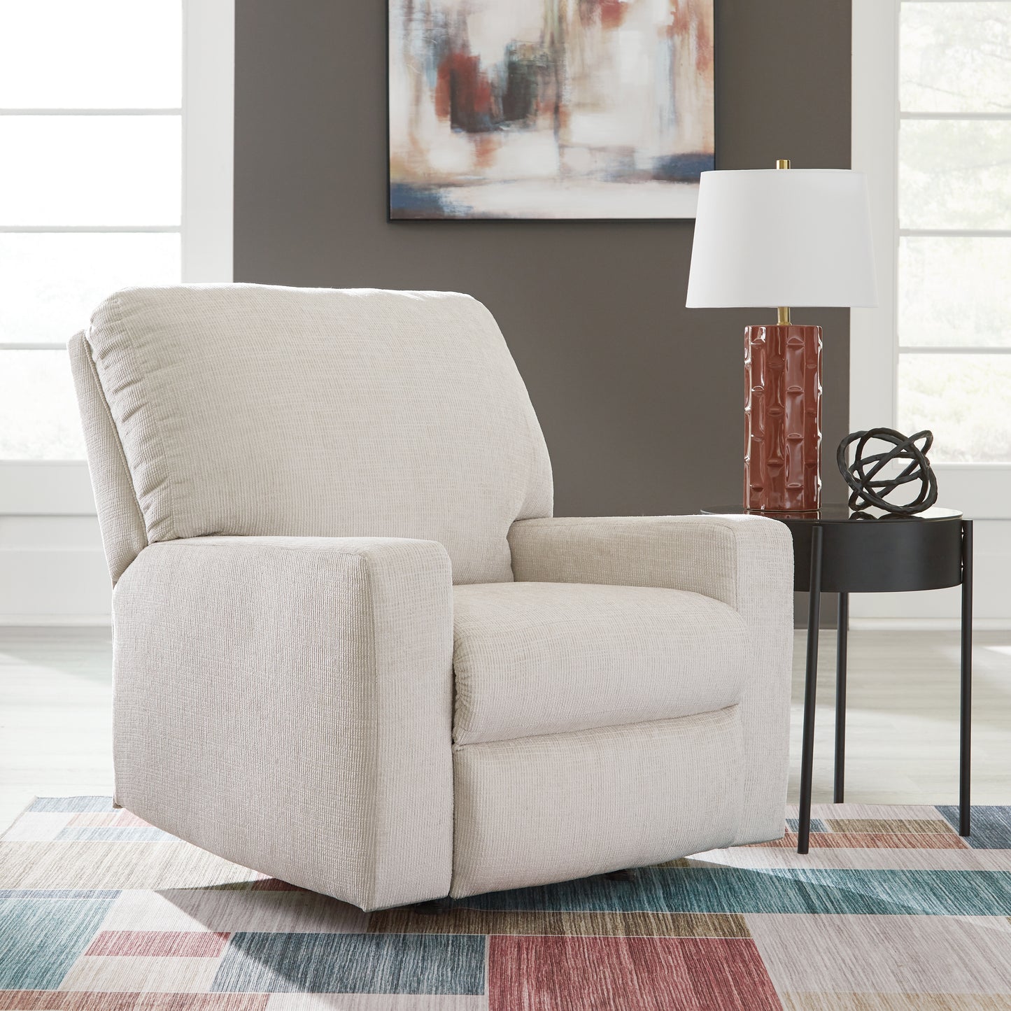Haines Furniture Outlet - Ashley Furniture - Aviemore Living Room - Rocker Recliner / Stone - 2430525