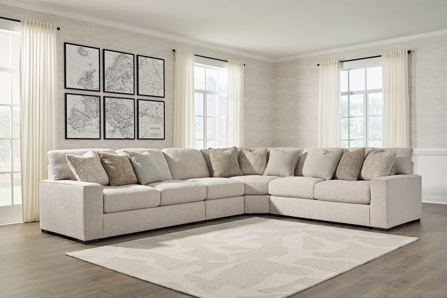 Haines Furniture Outlet - Ashley Furniture - Ballyton Sectional - RAF 4-Piece Sectional / Sand - 25102S2