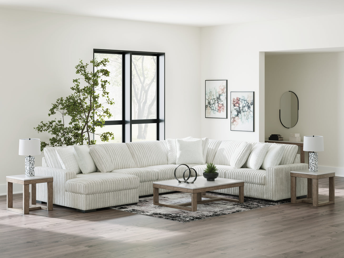 Haines Furniture Outlet - Ashley Furniture - Stupendous Sectional - RAF 5-Piece Sectional with Chaise / Alloy - 25903S8