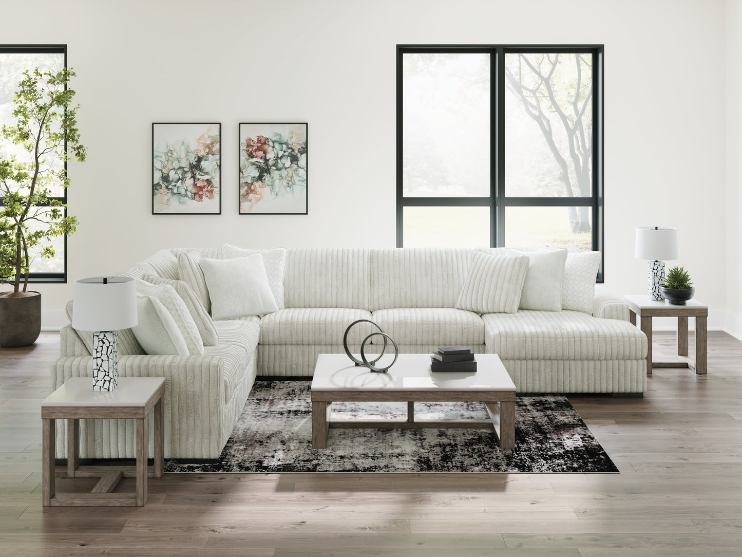 Haines Furniture Outlet - Ashley Furniture - Stupendous Sectional - LAF 5-Piece Sectional with Chaise / Alloy - 25903S9