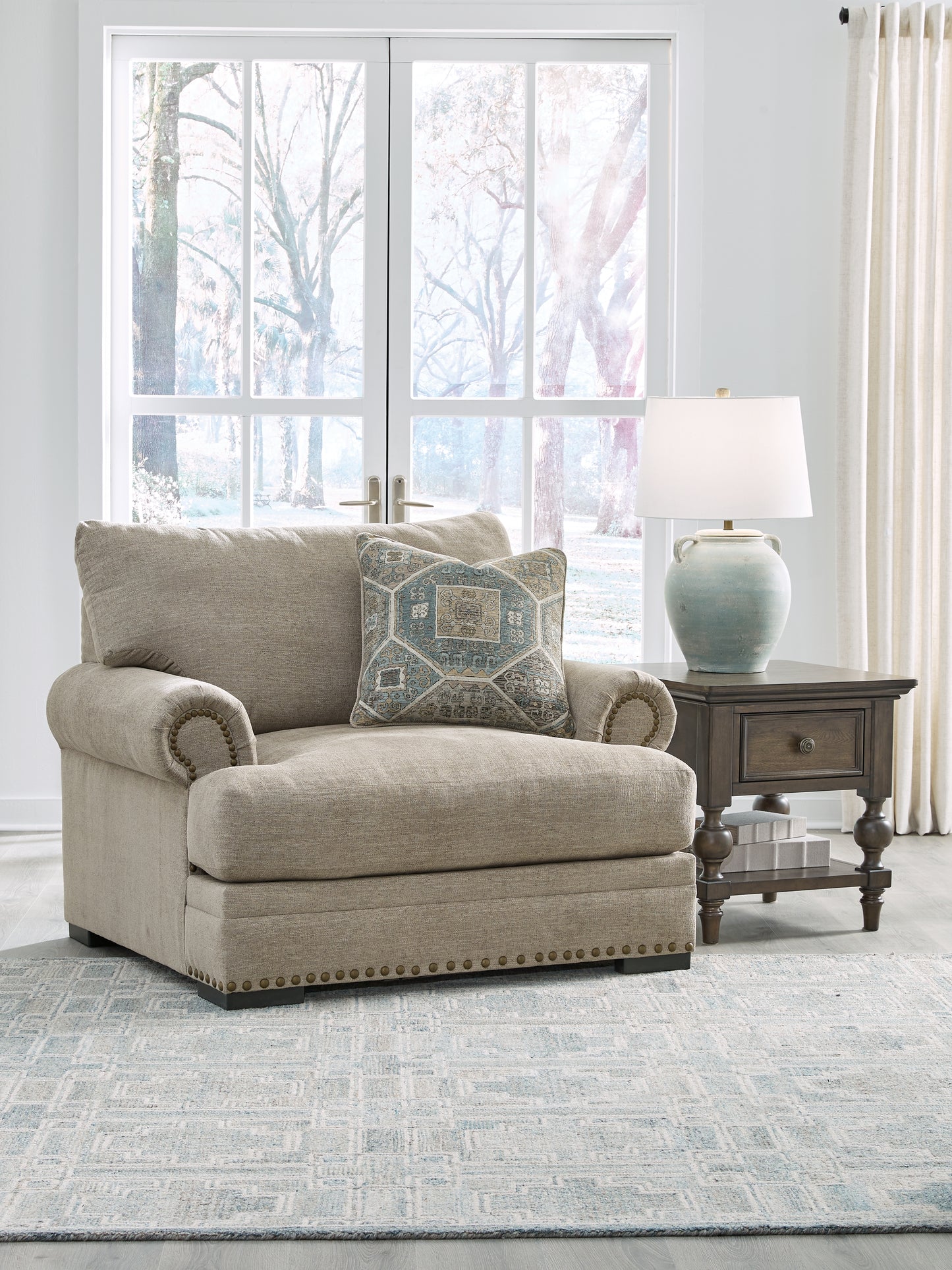 Haines Furniture Outlet - Ashley Furniture - Galemore Living Room - Chair and a Half / Quarry - 2700423