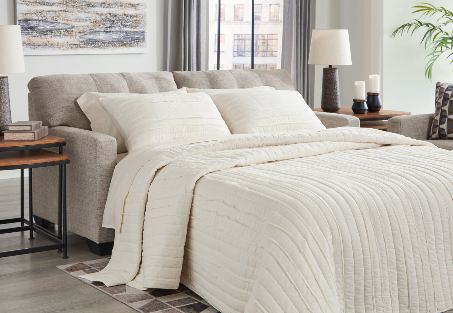 Haines Furniture Outlet - Ashley Furniture - Mahoney Living Room - Full Sofa Sleeper / Pebble - 3100436