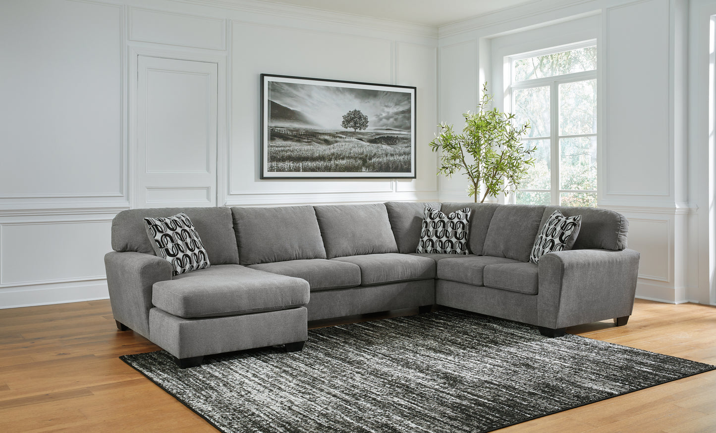 Haines Furniture Outlet - Ashley Furniture - Birkdale Court Sectional - RAF 3-Piece Sectional with Chaise / Gray - 32402S1
