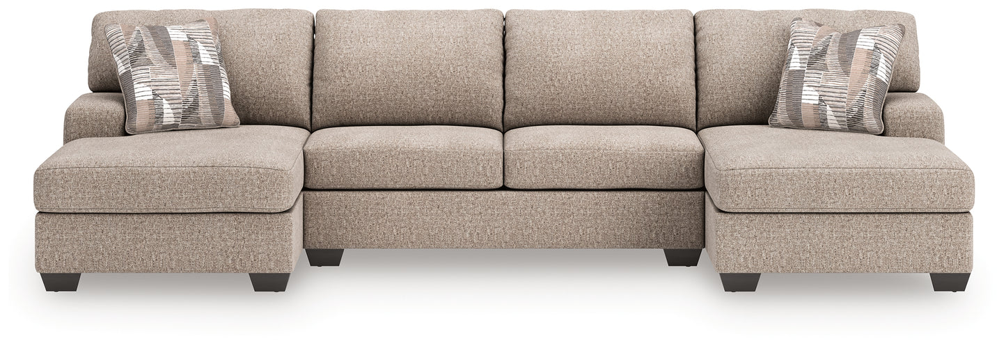 Haines Furniture Outlet - Ashley Furniture - Newellen Sectional - RAF 3-Piece Sectional with Double Chaise / Hemp - 48404S3