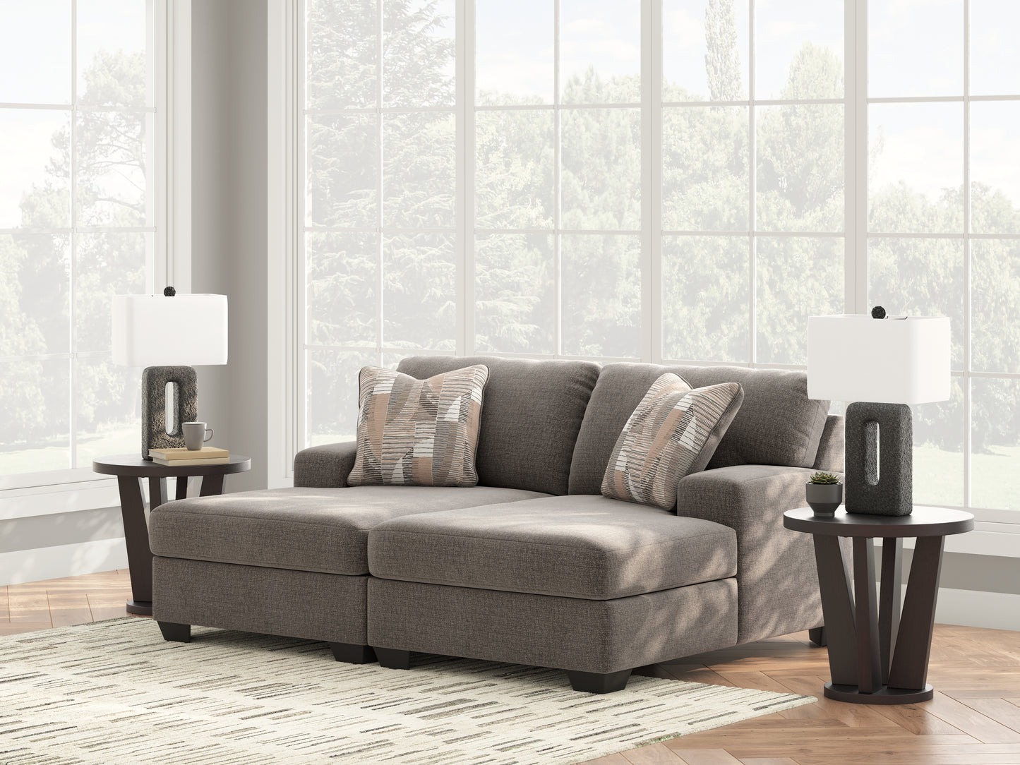Haines Furniture Outlet - Ashley Furniture - Newellen Sectional - RAF 2-Piece Super Chaise / Greystone - 48405S4