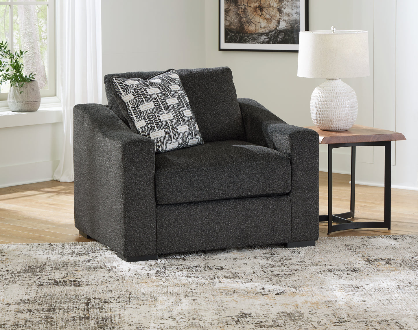 Haines Furniture Outlet - Ashley Furniture - Wryenlynn Living Room - Chair and a Half / Onyx - 4940523