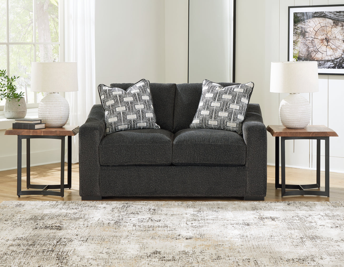 Haines Furniture Outlet - Ashley Furniture - Wryenlynn Living Room - Loveseat / Onyx - 4940535