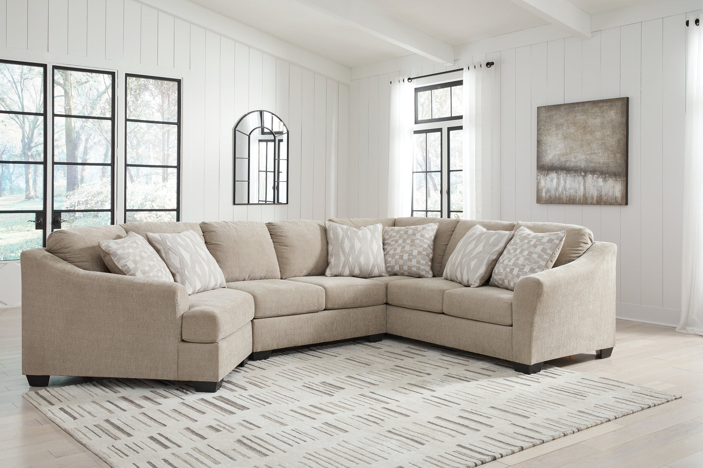 Haines Furniture Outlet - Ashley Furniture - Brogan Bay Sectional - 3-Piece Sectional with Cuddler / Cork - 52705S2