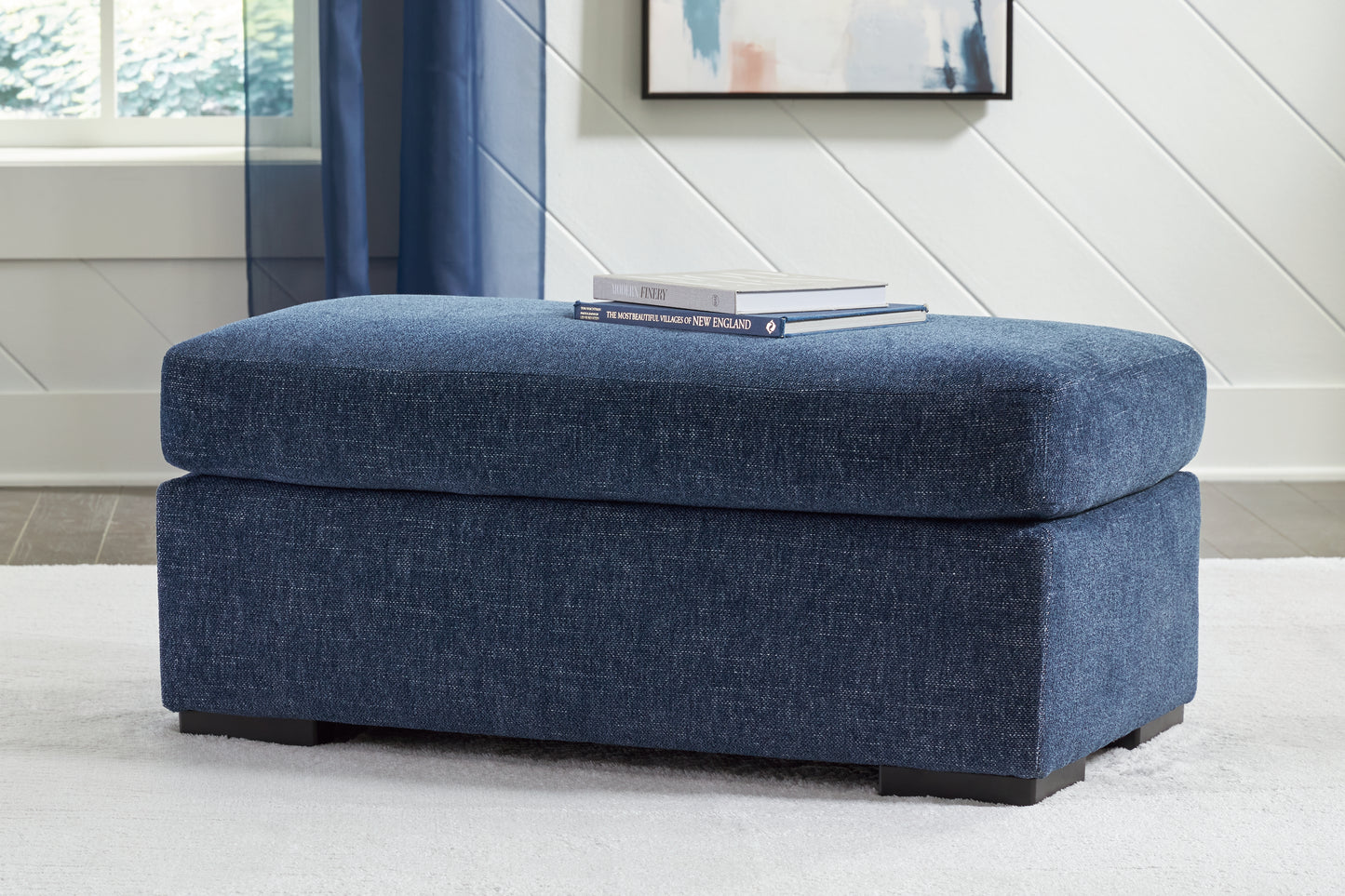 Haines Furniture Outlet - Ashley Furniture - Evansley Living Room - Ottoman / Navy - 5450214
