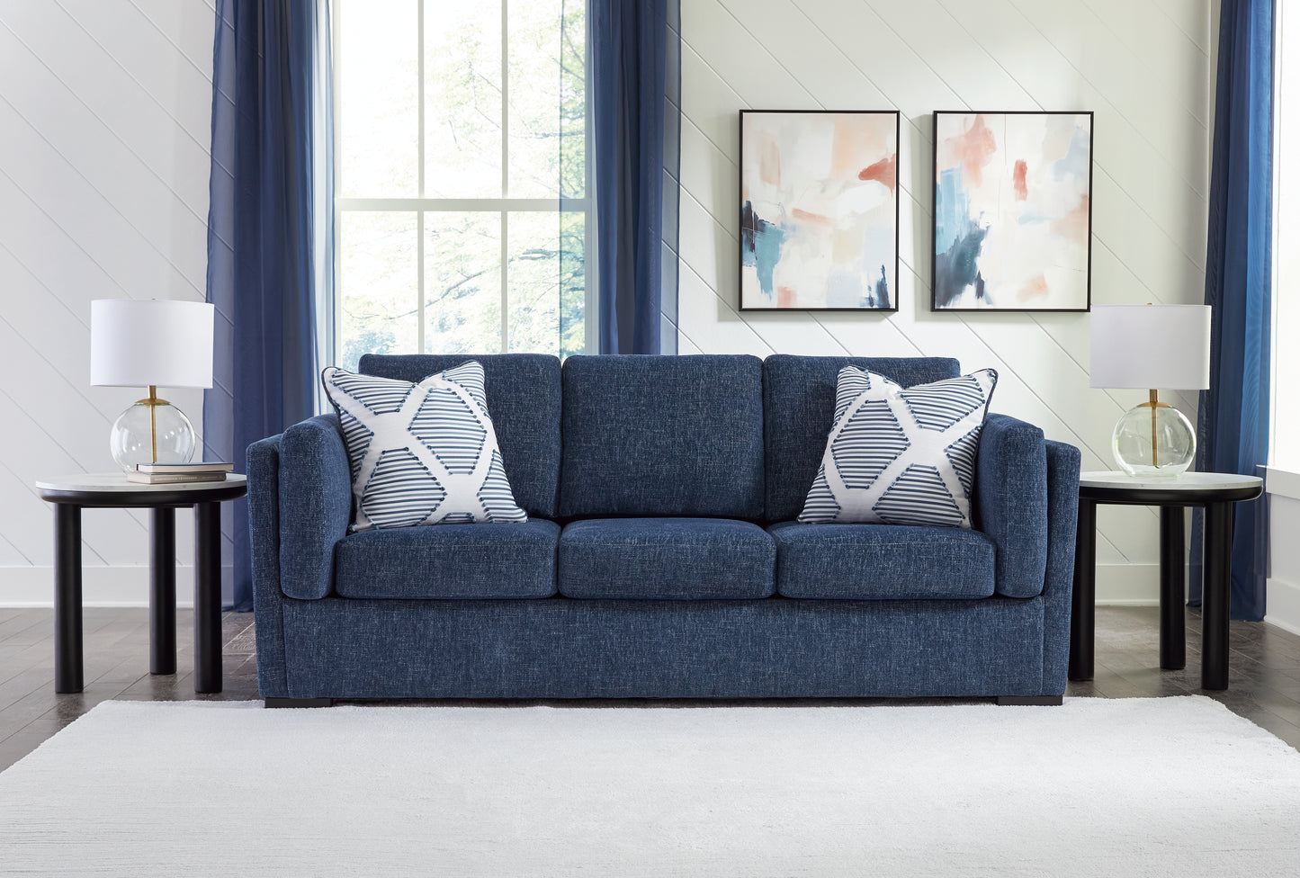 Haines Furniture Outlet - Ashley Furniture - Evansley Living Room - Sofa / Navy - 5450238
