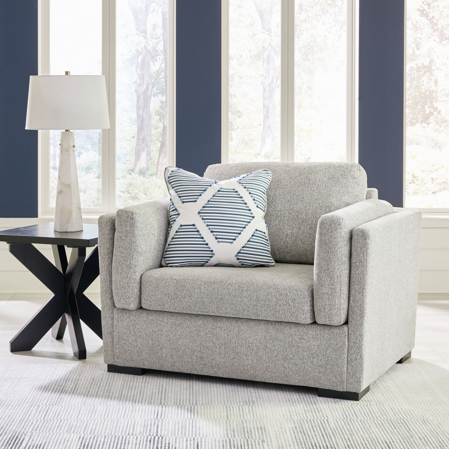 Haines Furniture Outlet - Ashley Furniture - Evansley Living Room - Chair and a Half / Pewter - 5450323