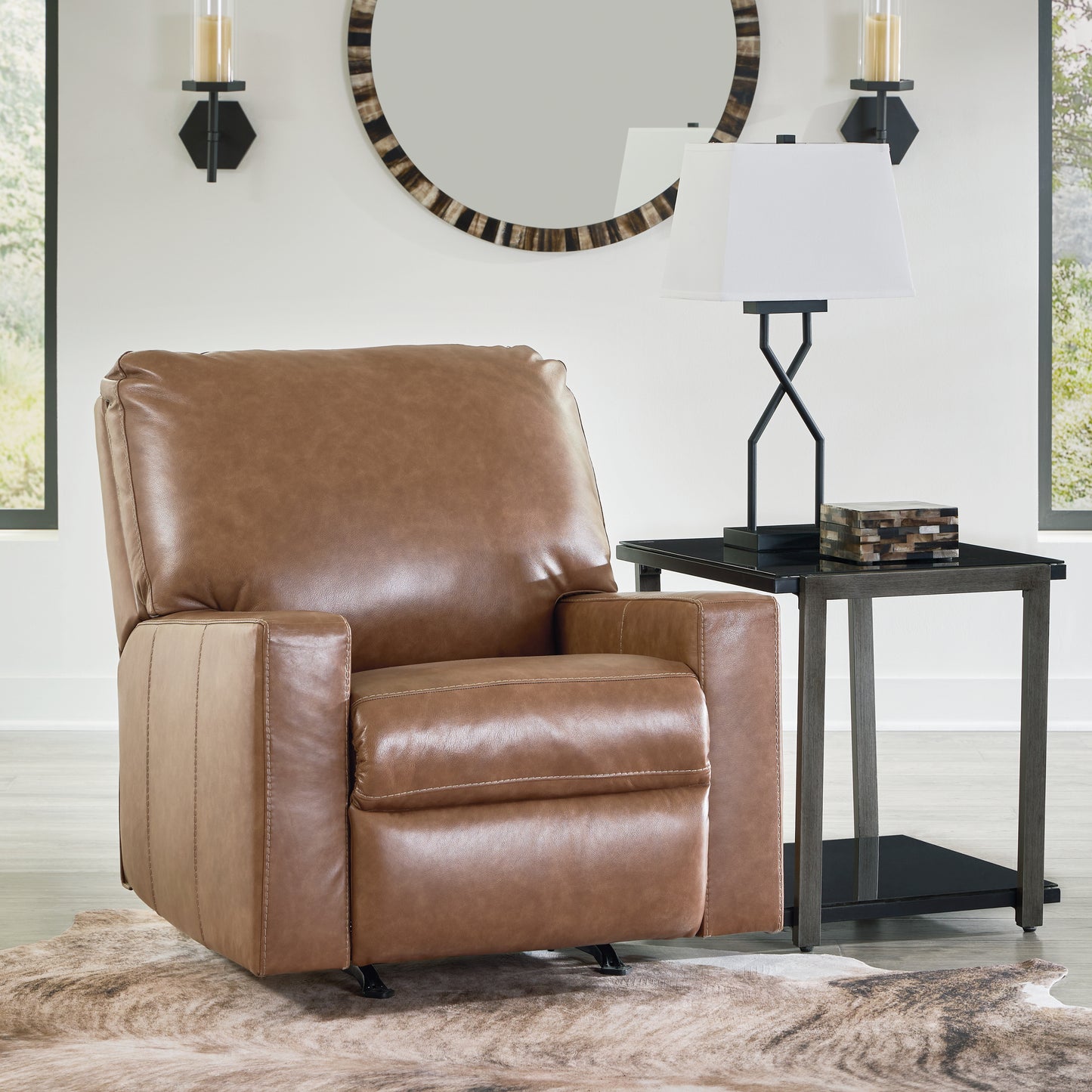 Haines Furniture Outlet - Ashley Furniture - Bolsena Living Room - Rocker Recliner / Caramel - 5560325