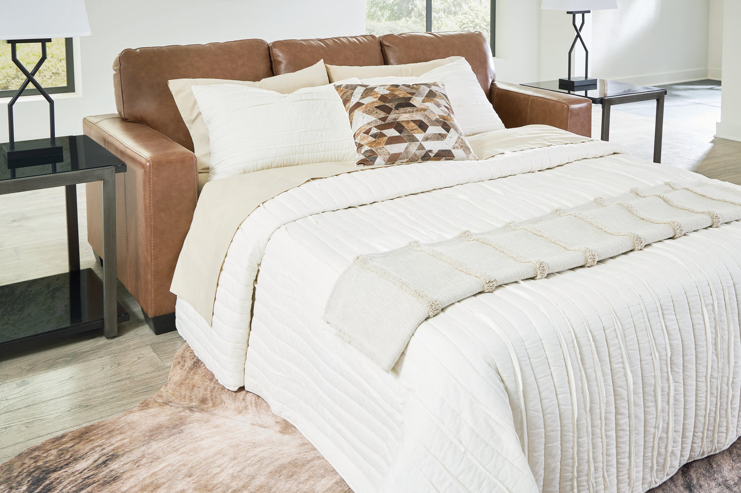 Haines Furniture Outlet - Ashley Furniture - Bolsena Living Room - Queen Sofa Sleeper / Caramel - 5560339