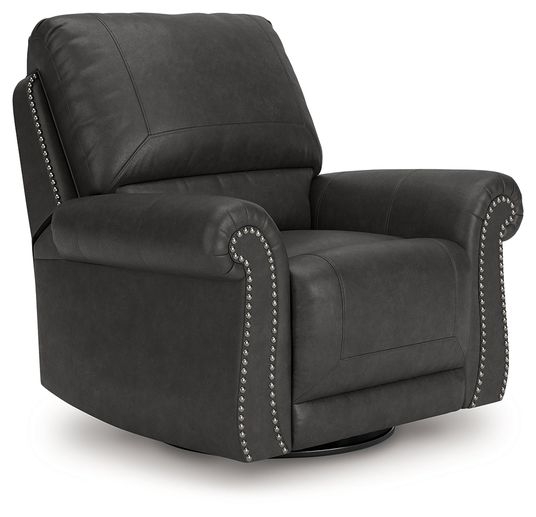 Haines Furniture Outlet - Ashley Furniture - Chasemore Living Room - Swivel Glider Recliner / Granite - PC5590361