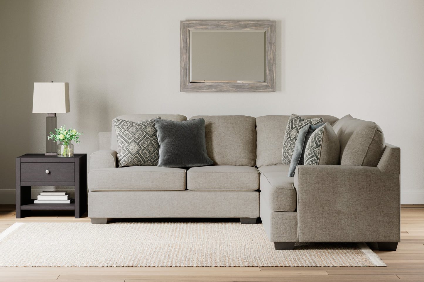 Haines Furniture Outlet - Ashley Furniture - Bovarian Sectional - RAF 4-Piece Sectional / Stone - 56103S5