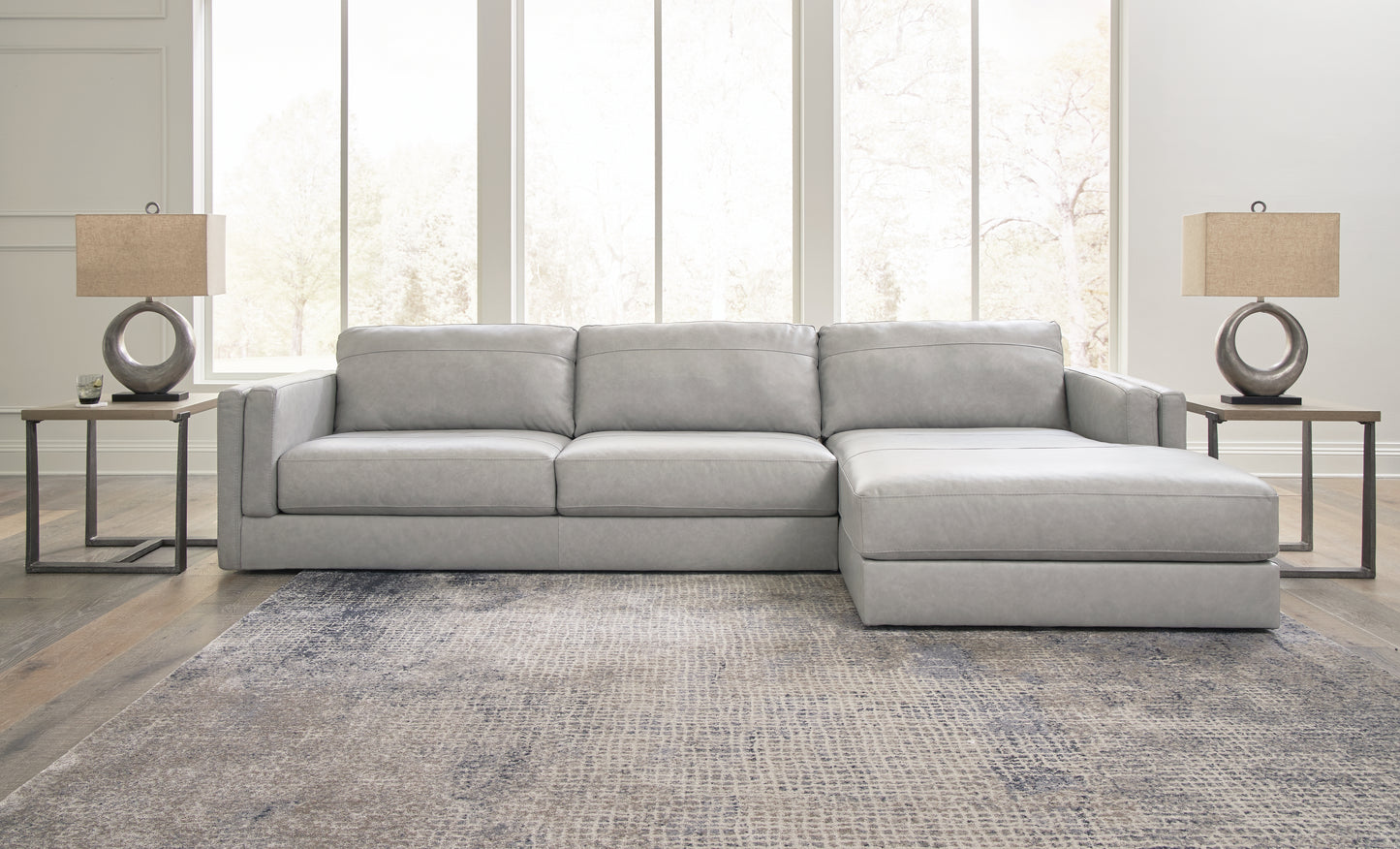 Haines Furniture Outlet - Ashley Furniture - Amiata Sectional - LAF 2-Piece Sectional with Chaise / Glacier - 57404S2