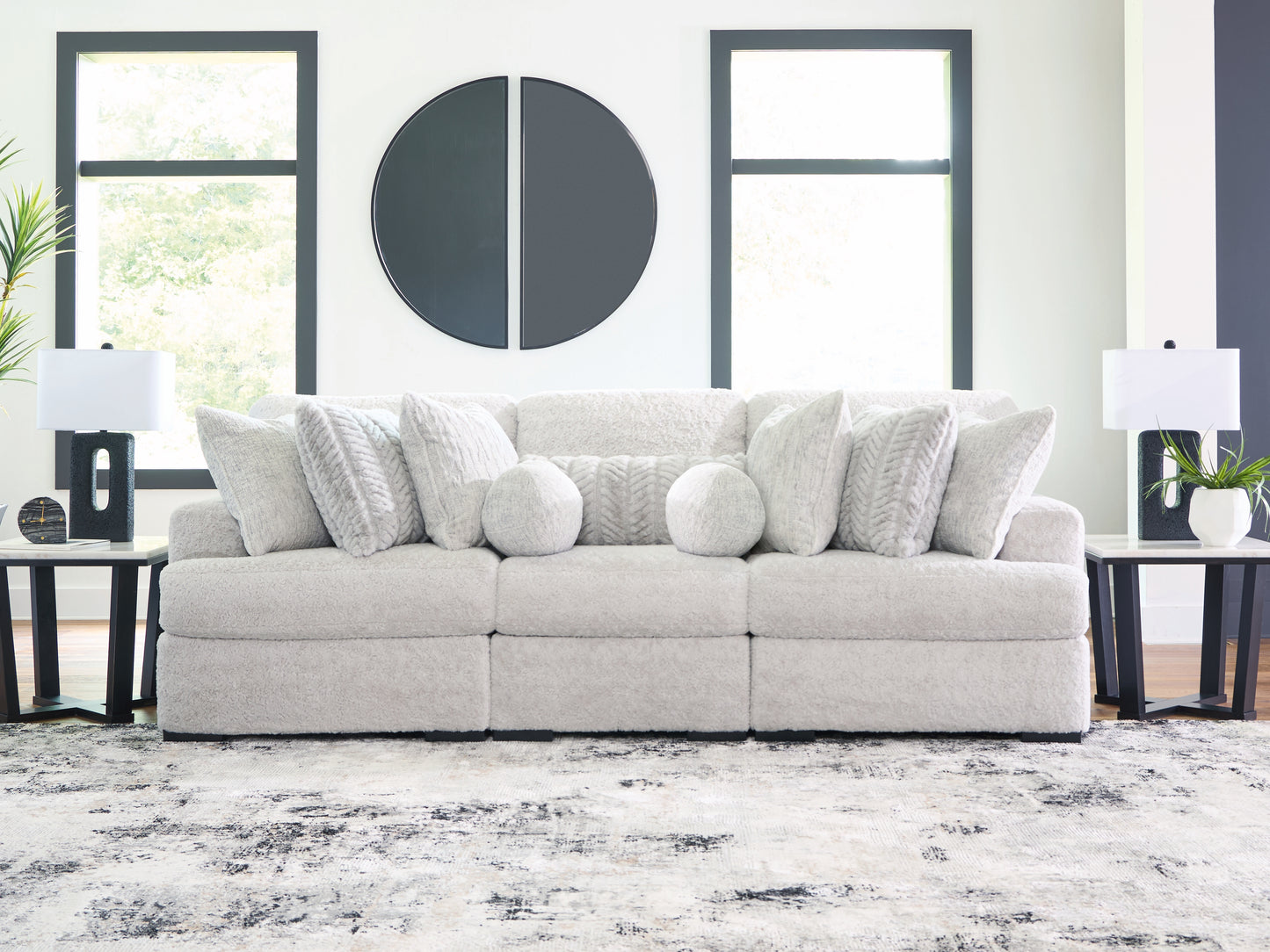 Haines Furniture Outlet - Ashley Furniture - Cuddle Plush Sectional - RAF 3-Piece Sectional / Arctic - PC59106S5