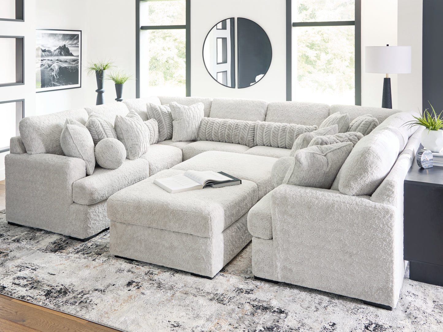 Haines Furniture Outlet - Ashley Furniture - Cuddle Plush Sectional - RAF 2-Piece Sectional / Arctic - PC59106S9