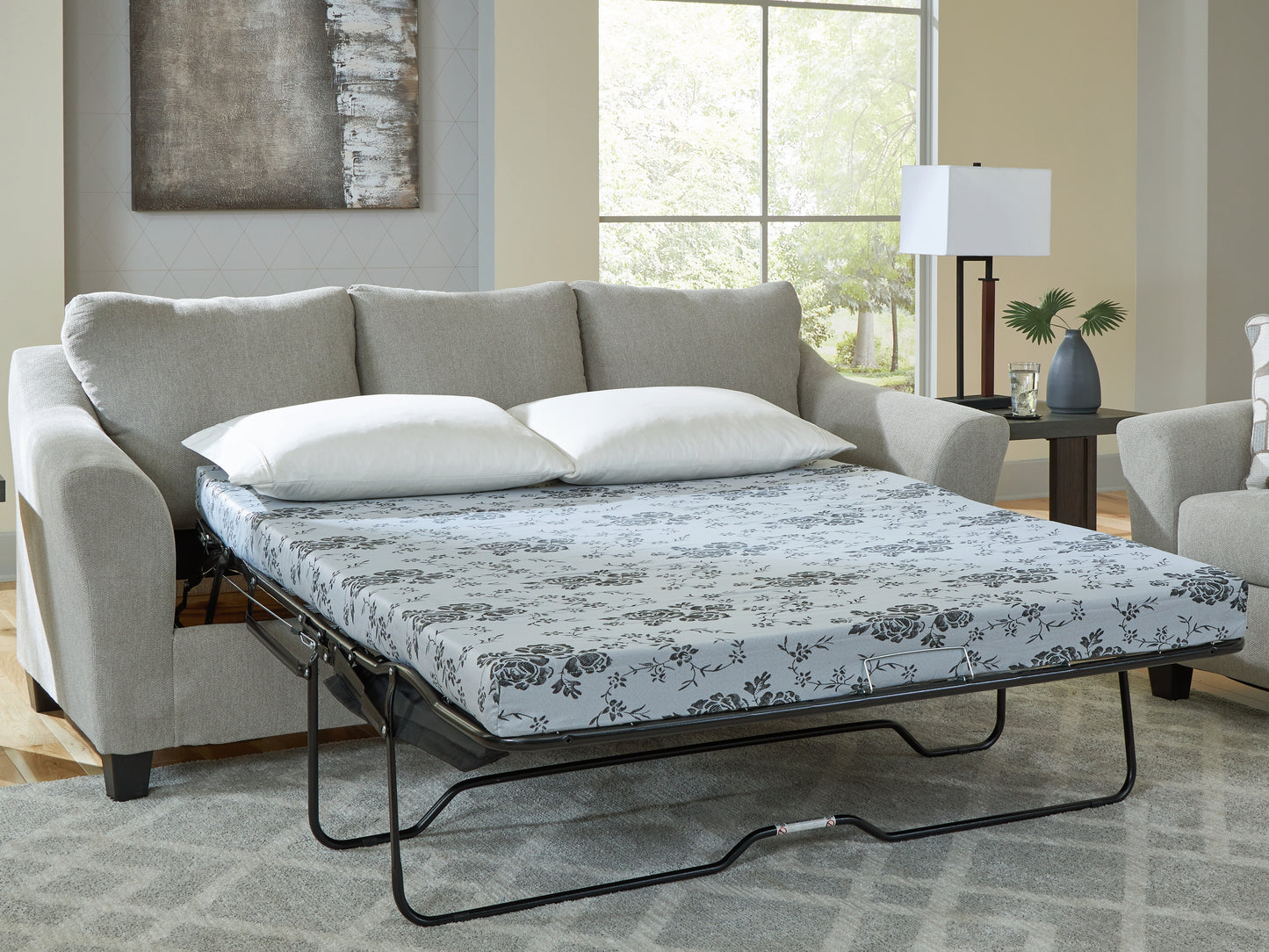 Haines Furniture Outlet - Ashley Furniture - Willarae Living Room - Queen Sofa Sleeper / Taupe - 5980339