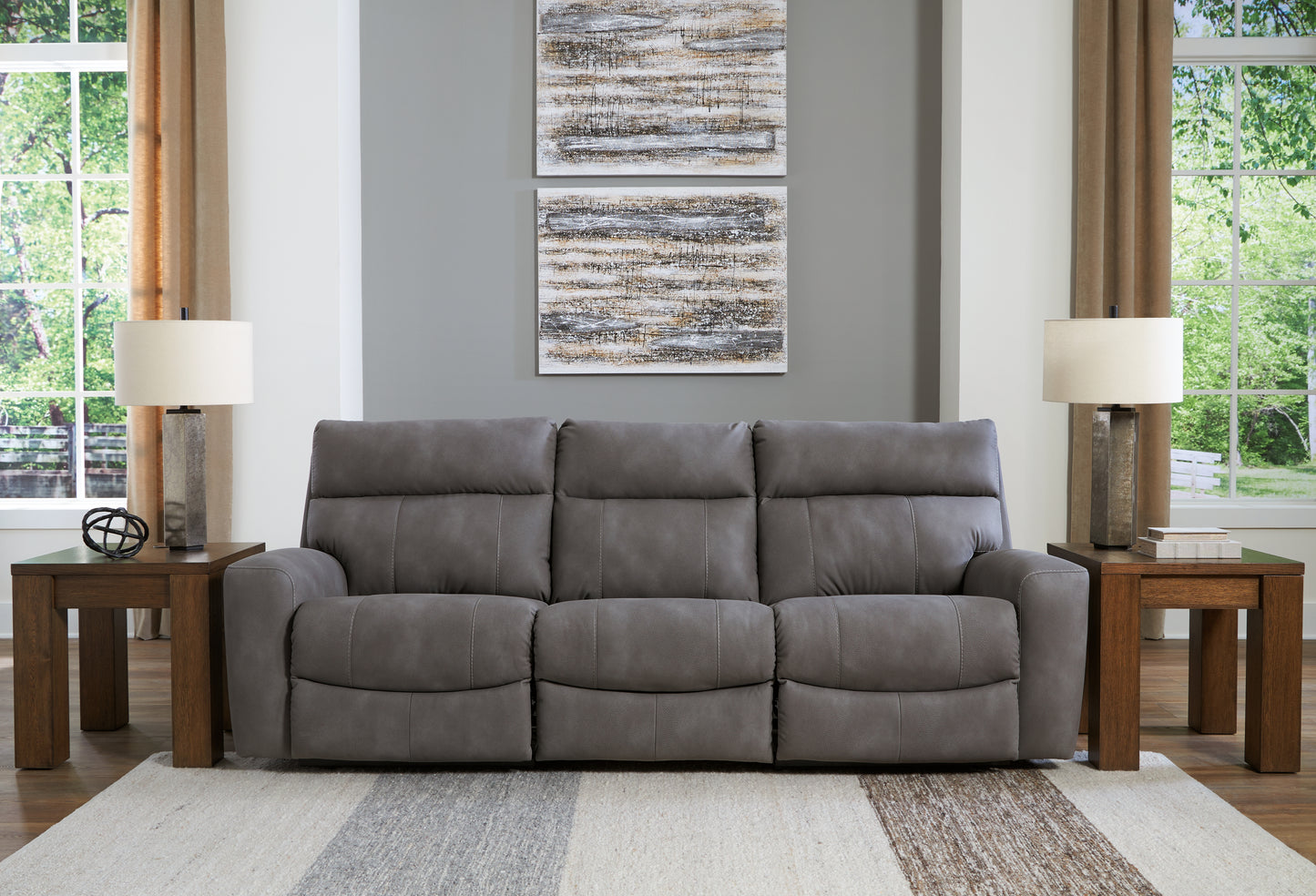 Haines Furniture Outlet - Ashley Furniture - Next-Gen DuraPella Sectional - 3-Piece Power Reclining Sectional Sofa / Slate - 61003S2