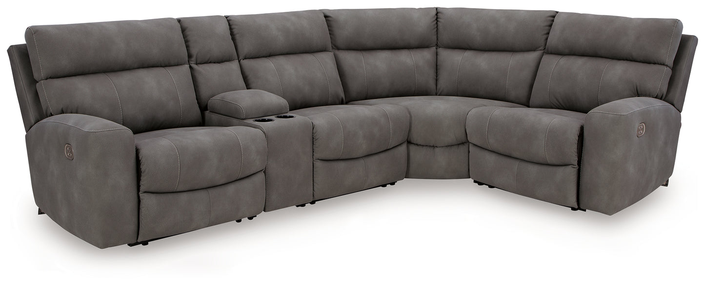 Haines Furniture Outlet - Ashley Furniture - Next-Gen DuraPella Sectional - 5-Piece Power Reclining Sectional / Slate - 61003S5