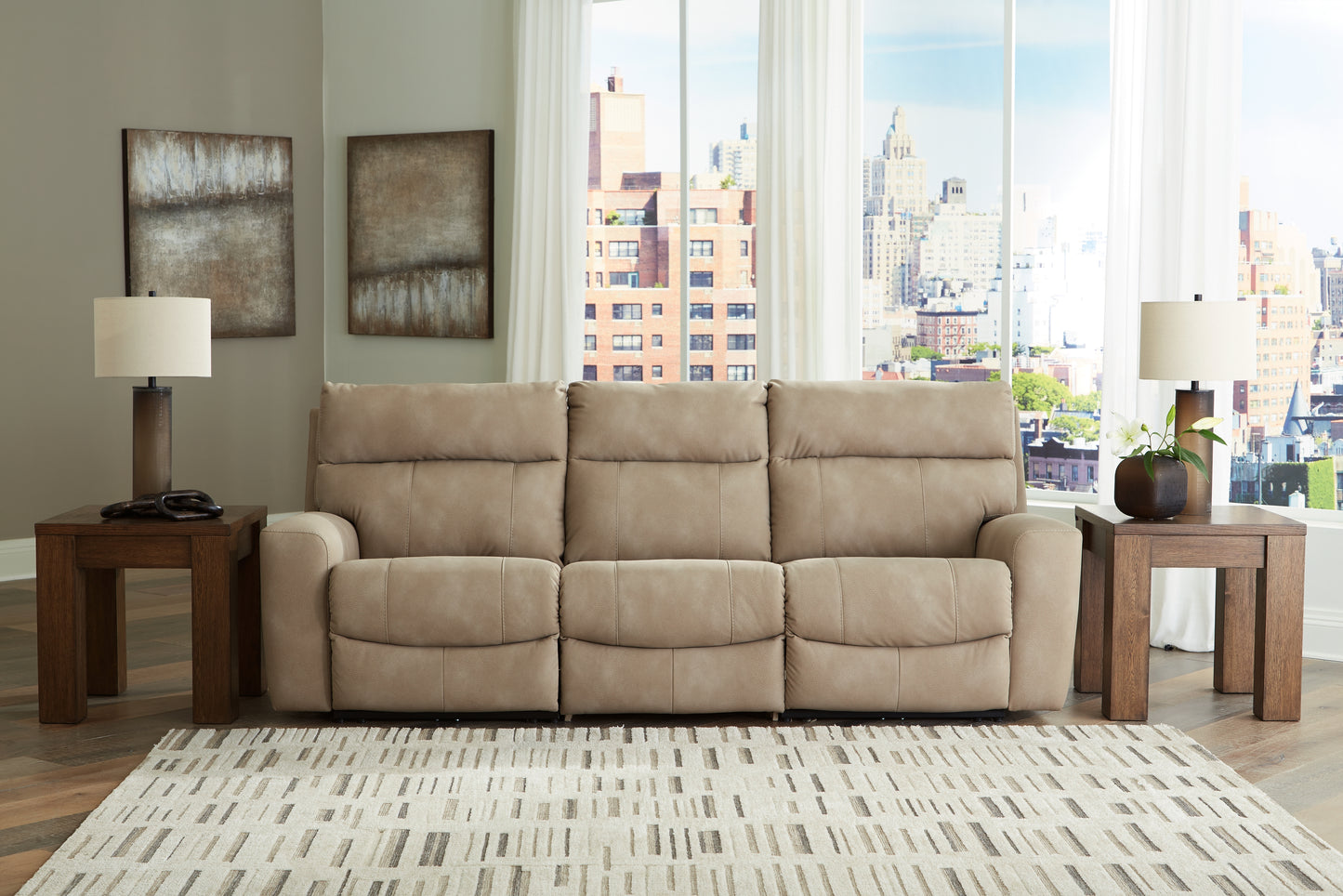 Haines Furniture Outlet - Ashley Furniture - Next-Gen DuraPella Sectional - 3-Piece Power Reclining Sectional Sofa / Sand - 61004S2