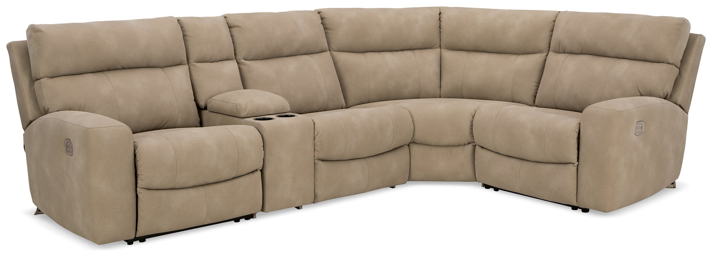 Haines Furniture Outlet - Ashley Furniture - Next-Gen DuraPella Sectional - 5-Piece Power Reclining Sectional / Sand - 61004S5
