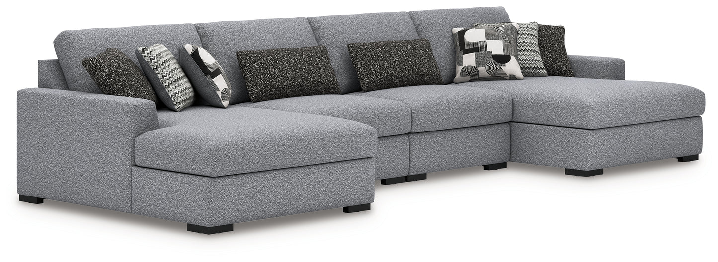 Haines Furniture Outlet - Ashley Furniture - Bealton Sectional - RAF 4-Piece Sectional with Double Chaise / Salt and Pepper - 61305S9
