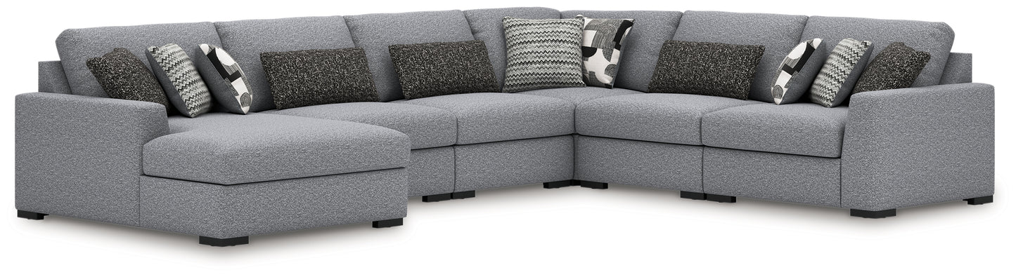 Haines Furniture Outlet - Ashley Furniture - Bealton Sectional - RAF 6-Piece Sectional with Chaise / Salt and Pepper - 61305S13