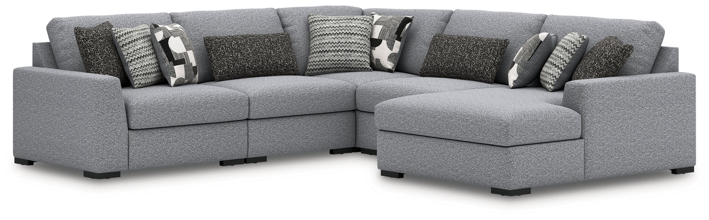 Haines Furniture Outlet - Ashley Furniture - Bealton Sectional - RAF 5-Piece Sectional with Chaise / Salt and Pepper - 61305S7