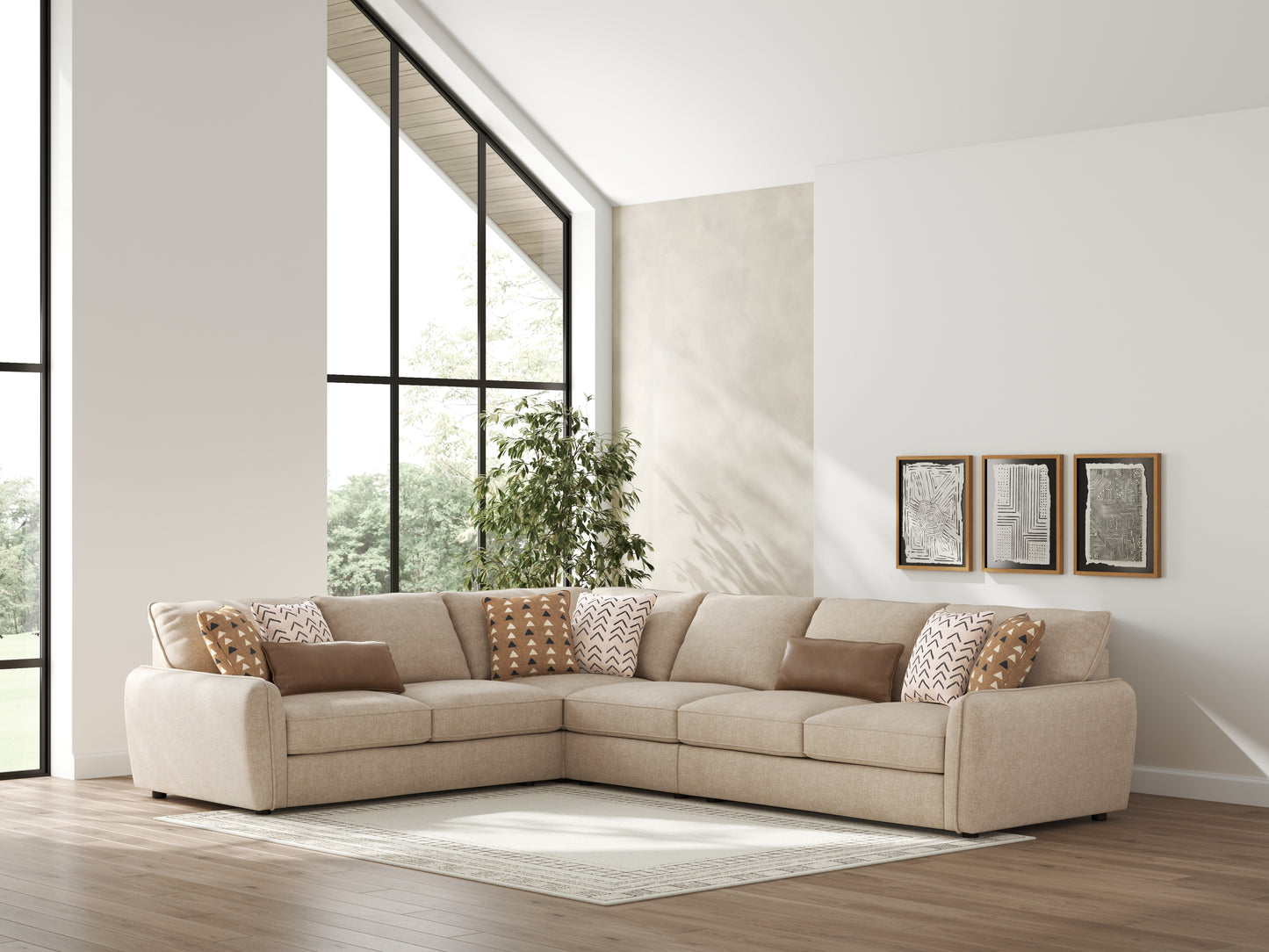 Haines Furniture Outlet - Ashley Furniture - Seyler Sectional - LAF 4-Piece Sectional / Sand - 61405S2