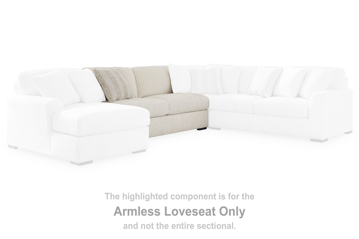 Haines Furniture Outlet - Ashley Furniture - Chessington Sectional - Armless Loveseat / Ivory - 6190434