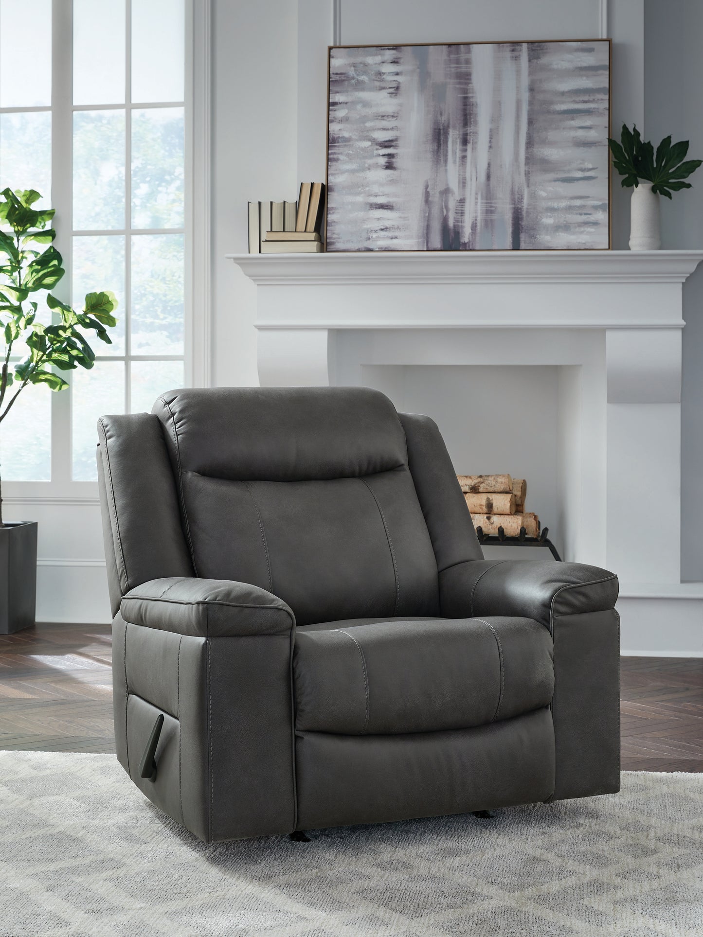 Haines Furniture Outlet - Ashley Furniture - Status Check Living Room - Rocker Recliner / Shadow - PC6530725