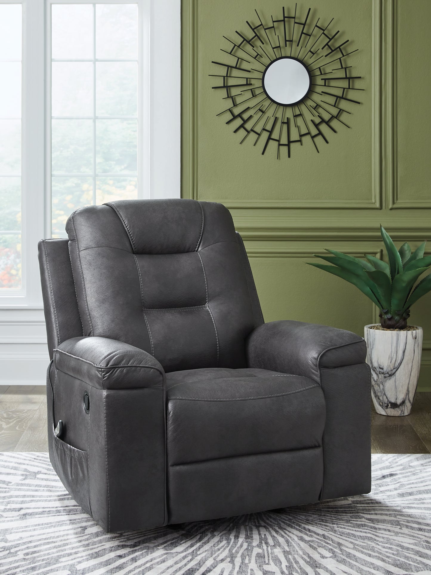 Haines Furniture Outlet - Ashley Furniture - Stockworth Living Room - Rocker Recliner / Granite - PC6560525