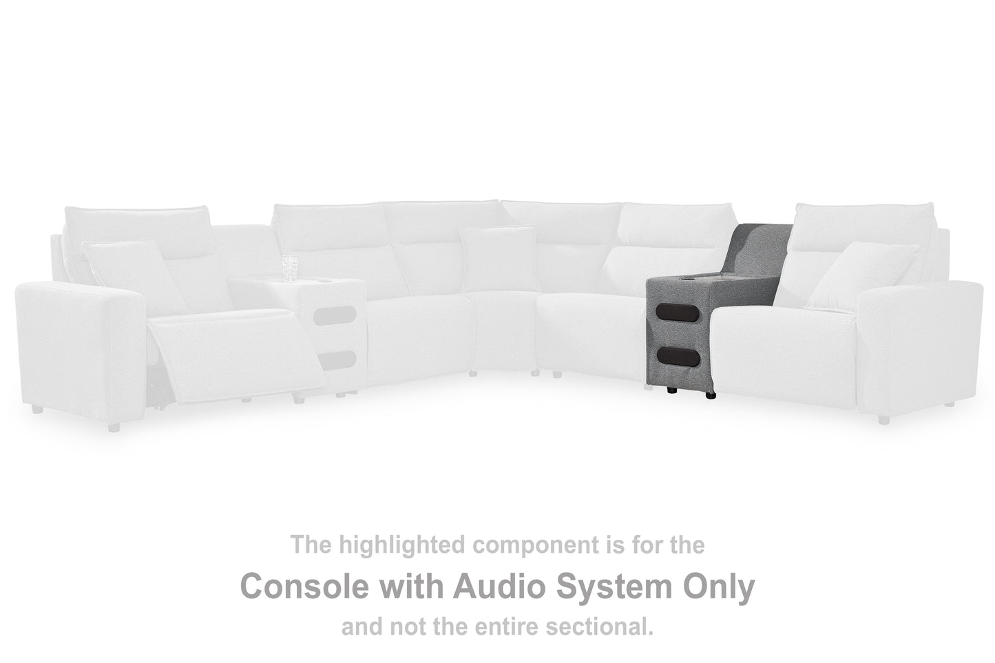 Haines Furniture Outlet - Ashley Furniture - ModMax II Sectional - Console with Audio System / Salt and Pepper - 6590660