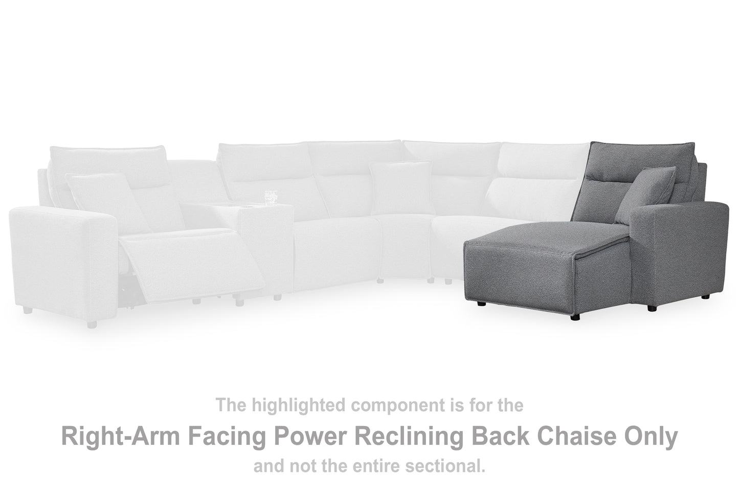 Haines Furniture Outlet - Ashley Furniture - ModMax II Sectional - RAF Press Back Power Chaise / Salt and Pepper - 6590697