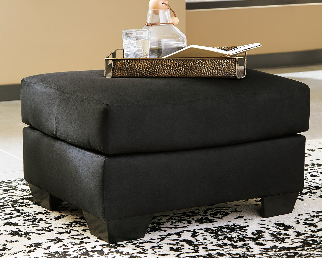 Haines Furniture Outlet - Ashley Furniture - Darcy Living Room - Ottoman / Black - 7500814