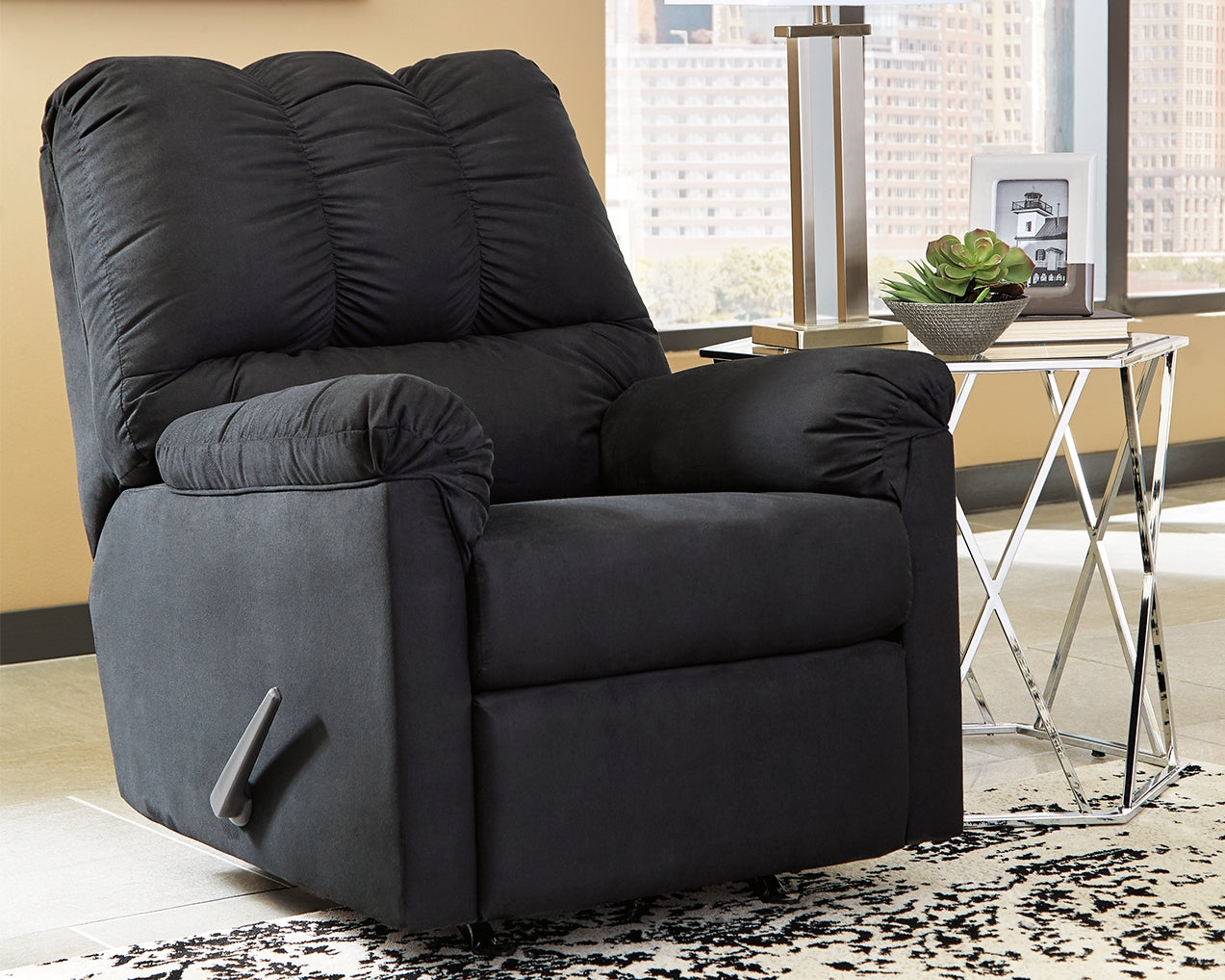 Haines Furniture Outlet - Ashley Furniture - Darcy Living Room - Rocker Recliner / Black - 7500825