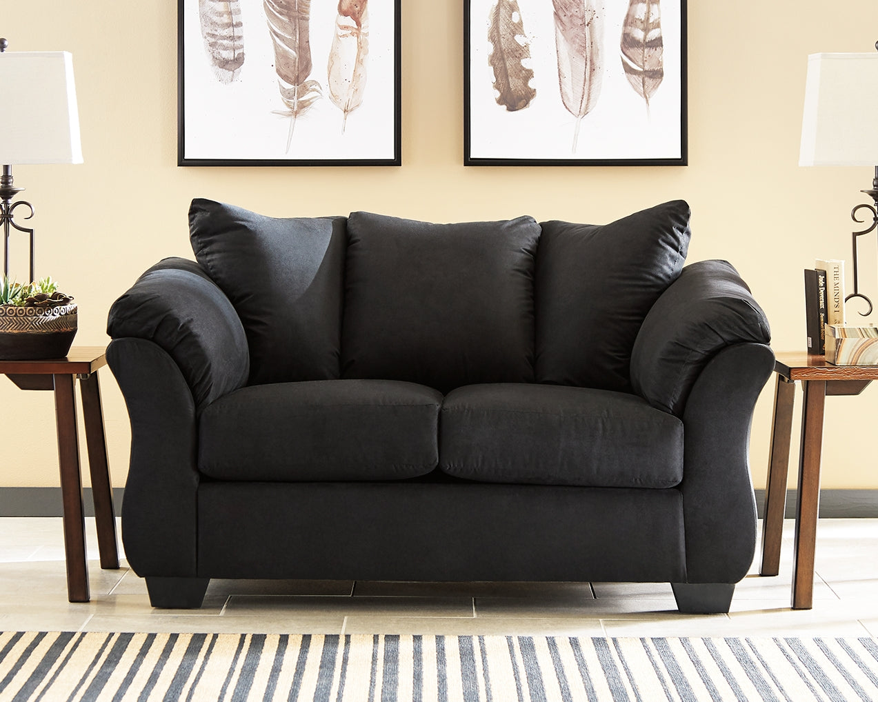 Haines Furniture Outlet - Ashley Furniture - Darcy Living Room - Loveseat / Black - 7500835