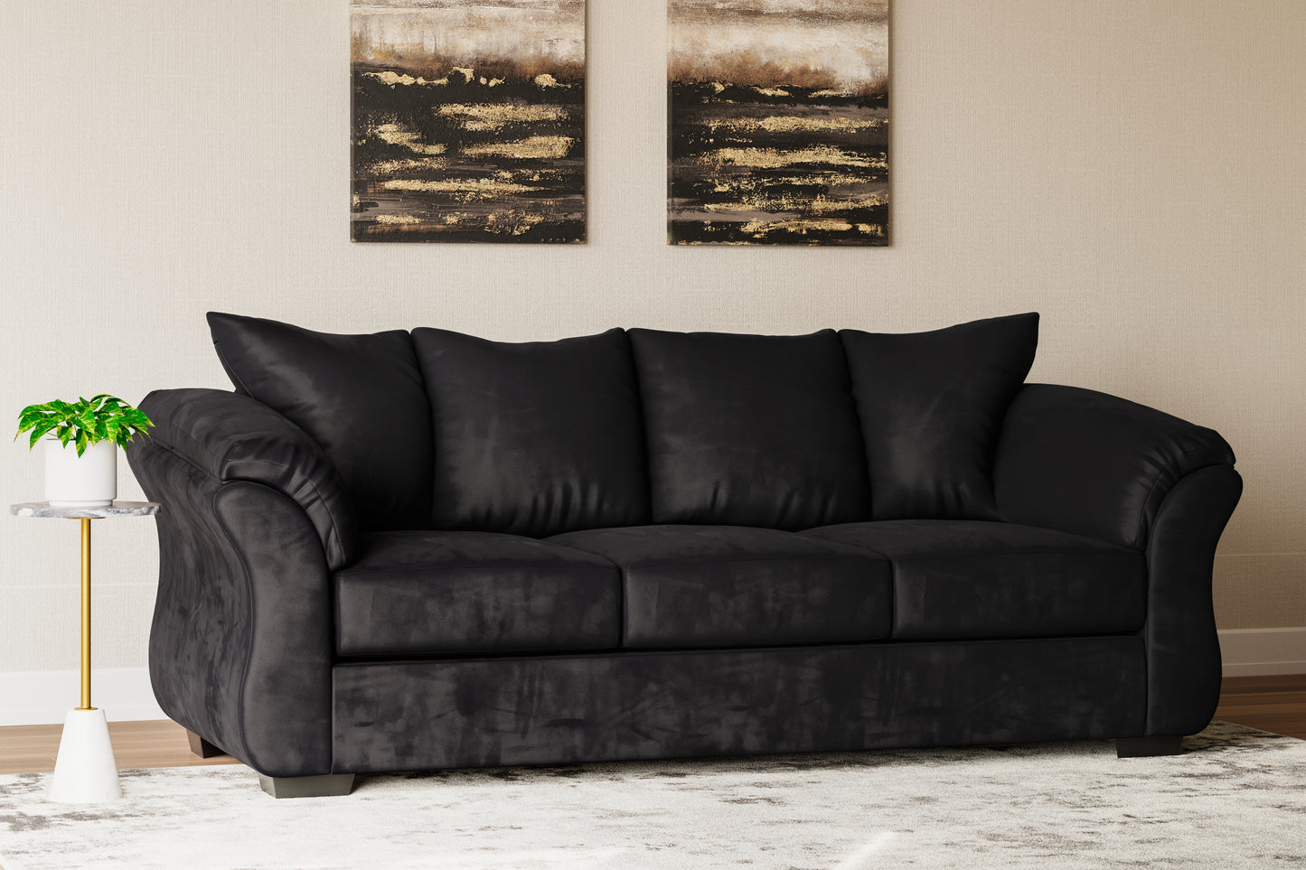 Haines Furniture Outlet - Ashley Furniture - Darcy Living Room - Sofa / Black - 7500838
