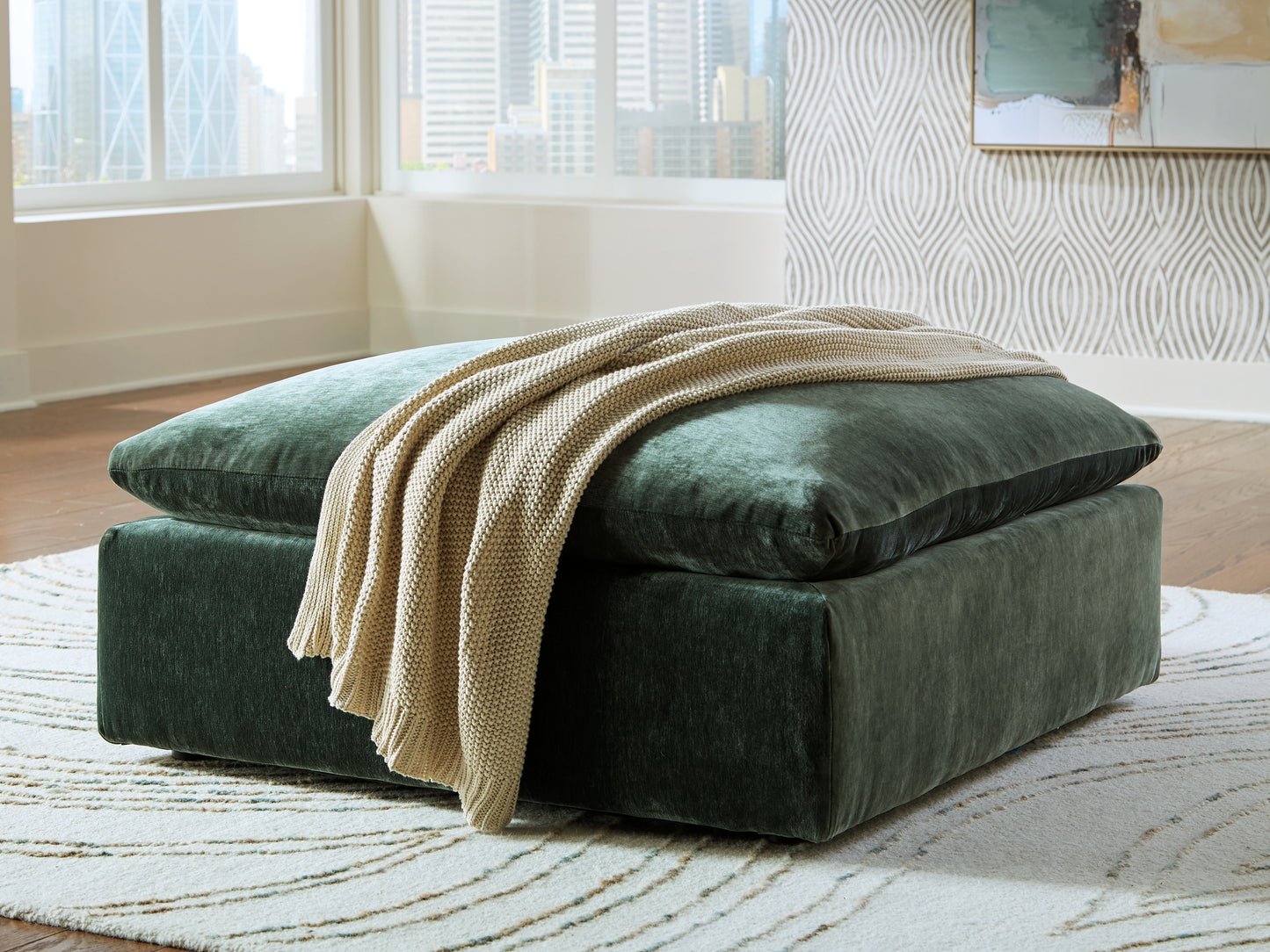 Haines Furniture Outlet - Ashley Furniture - Carriage View Living Room - Oversized Accent Ottoman / Jade - 7800108