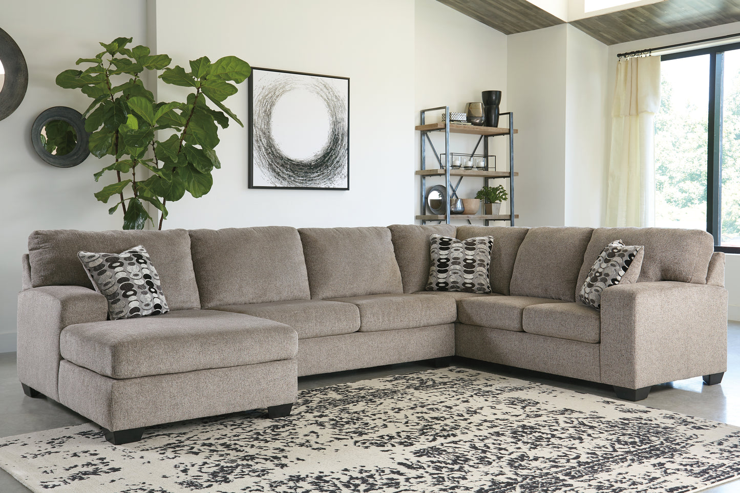 Haines Furniture Outlet - Ashley Furniture - Ballinasloe Sectional - RAF 3-Piece Sectional with Chaise / Platinum - 80702S1